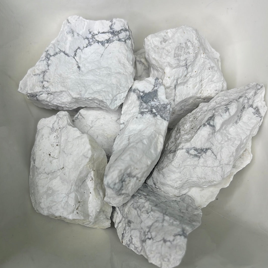 Raw white howlite